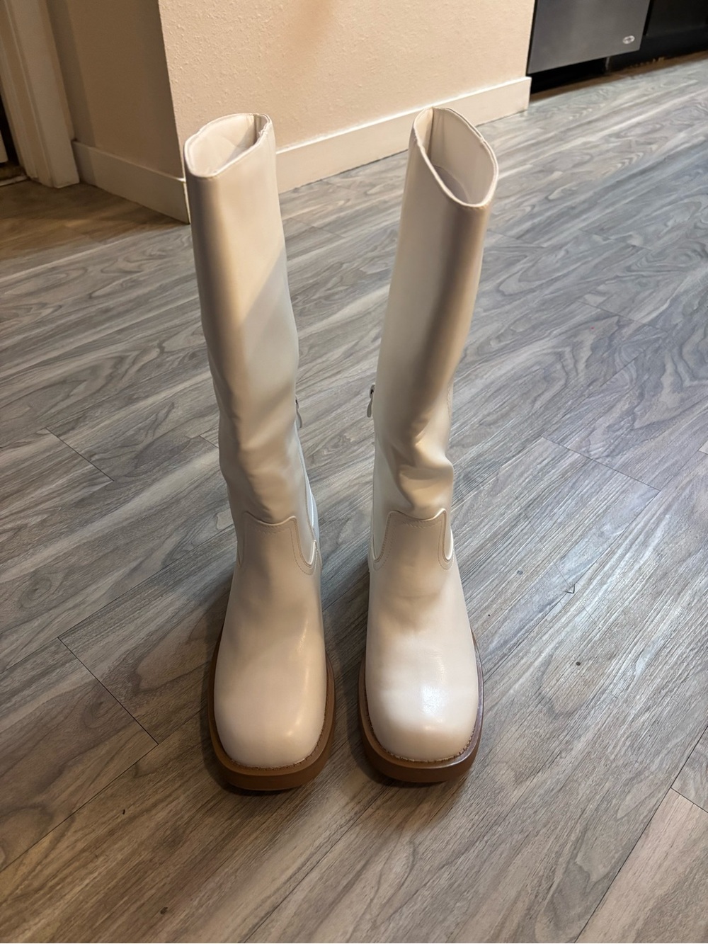 Women's Tall Cream Platform Boots